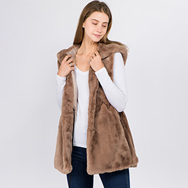 Faux Fur Hooded Vest