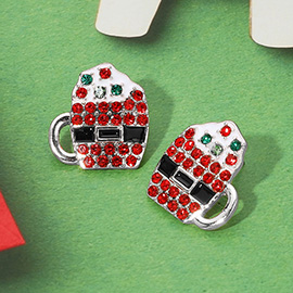 Rhinestone Paved  Holiday Drink Stud Earrings
