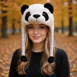 Plush Panda Ear Flaps Winter Hat