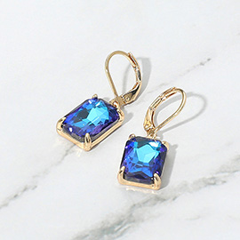 Rectangular Glass Stone Drop Dangle Earrings