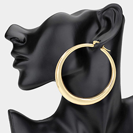 Classic Bold Metal Pin Catch Hoop Earrings