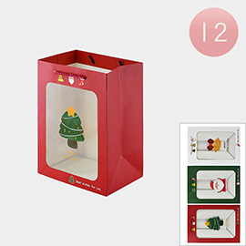 12PCS - Clear Window Display Christmas Gift Bags