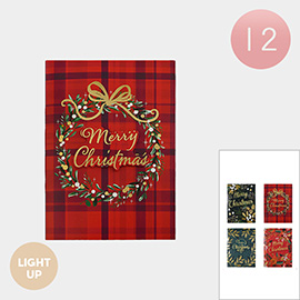 12PCS - Light Up Merry Christmas Greeting Card Set