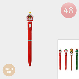 48PCS - Light Up Christmas Charm Tip Ball Pens
