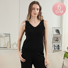 6PCS - S/M Solid V Neck Tank Tops