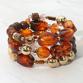 Boho Multi Beaded Wrap Coil Adjustable Bracelet