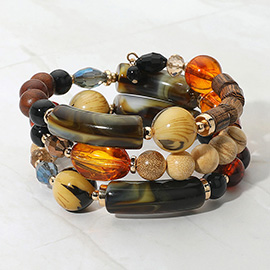 Boho Multi Beaded Wrap Coil Adjustable Bracelet