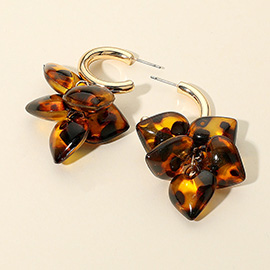 Tortoise Resin Cluster Hoop Earrings