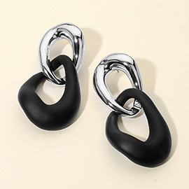 Matte Metal Abstract Link Drop Earrings