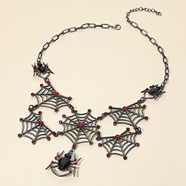 Gothic Halloween Spider Web Link Statement Necklace