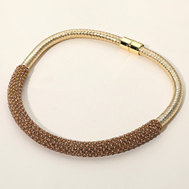 Bling Studded Metal Wire Wrapped Magnetic Necklace