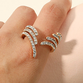 Crystal Wave Stainless Steel Adjustable Ring