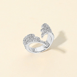Crystal Wave Stainless Steel Adjustable Ring