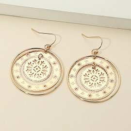 Cutout Medallion Drop Earrings
