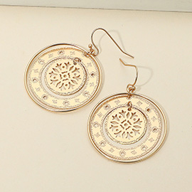 Cutout Medallion Drop Earrings
