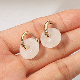 Natural Stone Charm Mini Hoop Earrings