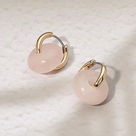 Natural Stone Charm Mini Hoop Earrings