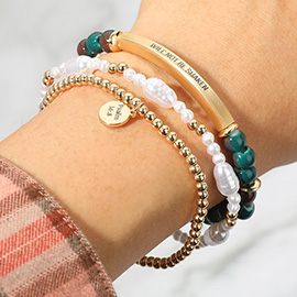 3PCS - Will Not Be Shaken Inspirational Bar Message Bracelet