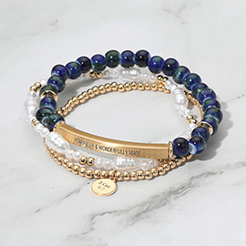 3PCS - Fearfully & Wonderfully Made Inspirational Bar Message Bracelet