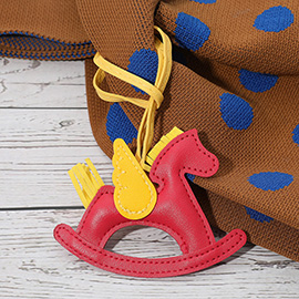 Faux Leather Winged Rocking Horse Bag Charm