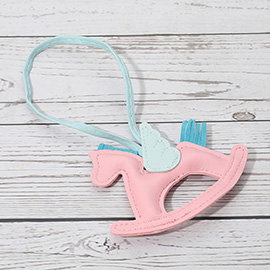 Faux Leather Winged Rocking Horse Bag Charm