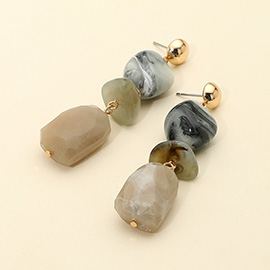 Geometric Chunky Marbled Resin Pebble Drop Earrings