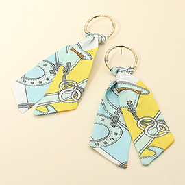 Abstract Printed Scarf Drop Earrings