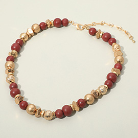 Metallic Accent Chunky Beaded Statement Necklace