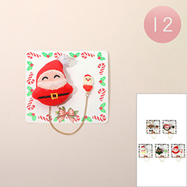 12PCS - Christmas Theme Plush Doll Pin Brooches