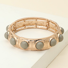 Bead Embellished Hammered Metal Stretch Bracelet