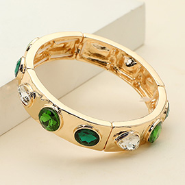 Teardrop Oval Round Stone Embellished Stretch Bracelet