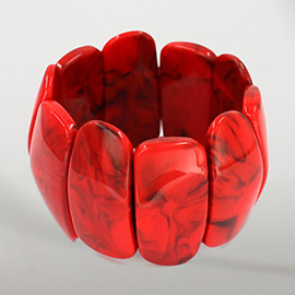 Bold Wide Marbled Stretch Statement Bracelet