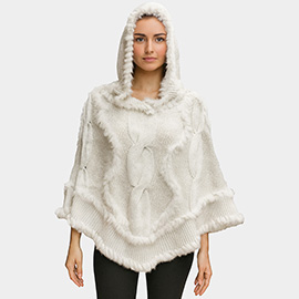 Soft Faux Fur Knitted Poncho