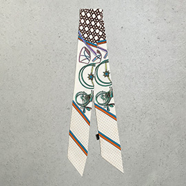 Abstract Pattern Printed Twilly Skinny Scarf