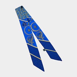 Abstract Pattern Printed Twilly Skinny Scarf