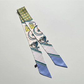 Abstract Pattern Printed Twilly Skinny Scarf