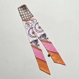 Abstract Pattern Printed Twilly Skinny Scarf