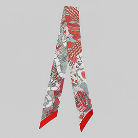 Abstract Pattern Printed Twilly Skinny Scarf