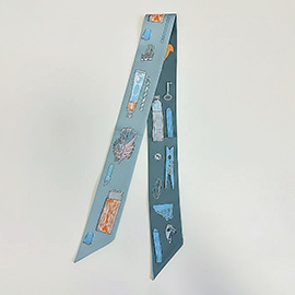 Art Inspired Pattern Printed Twilly Skinny Scarf
