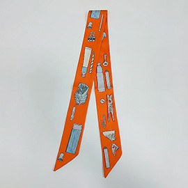 Art Inspired Pattern Printed Twilly Skinny Scarf