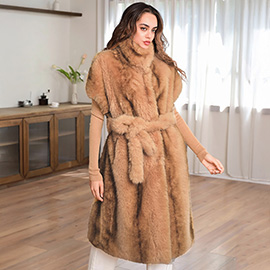 Cozy Faux Fur Long Belted Vest