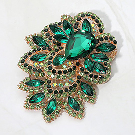 Bold Rhinestone Flower Statement Brooch / Pendant