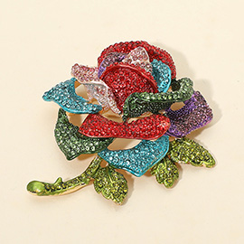 Stone Paved Rose Pin Brooch