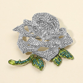 Stone Paved Rose Pin Brooch