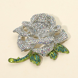 Stone Paved Rose Pin Brooch