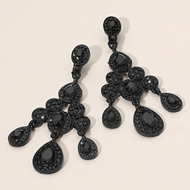 Teardrop Stone Cluster Chandelier Drop Evening Earrings