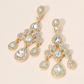 Teardrop Stone Cluster Chandelier Drop Evening Earrings