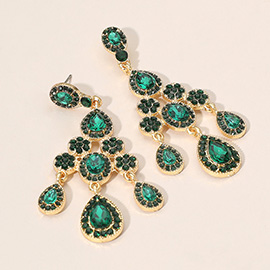 Teardrop Stone Cluster Chandelier Drop Evening Earrings