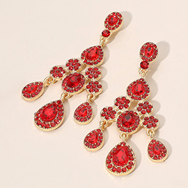 Teardrop Stone Cluster Chandelier Drop Evening Earrings