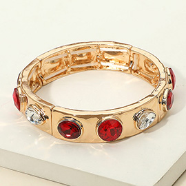 Teardrop Oval Round Stone Embellished Stretch Bracelet